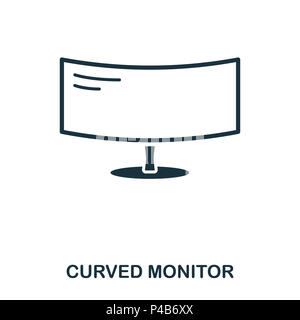 L'icône du Moniteur d'incurvées. L'icône de style de ligne design. L'ASSURANCE-CHÔMAGE. Illustration de l'icône du moniteur d'incurvées. Les pictogrammes isolé sur blanc. Prêt à utiliser dans la conception de sites web, applications, logiciel, imprimer. Banque D'Images