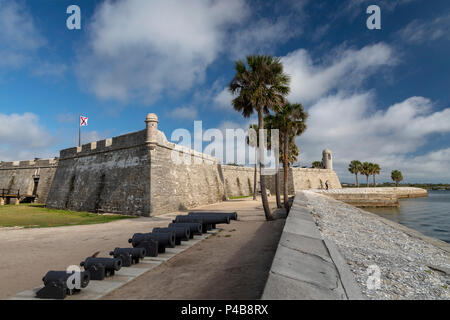 Saint Augustine, Floride - Castillo de San Marcos National Monument. L'Espagnol a construit le fort à la fin du xviie siècle. Il a par la suite occupé par Colo. Banque D'Images