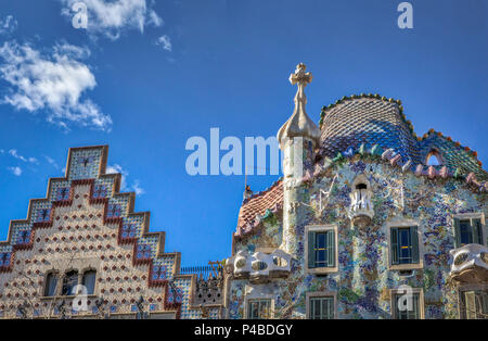 La ville de Barcelone, Casa Batllo (maison Batllo), architecte Gaudi, Espagne Banque D'Images