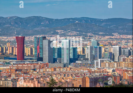 Espagne, Province de Barcelone, l'Hospitalet de Llobregat sur les toits de la ville, Banque D'Images