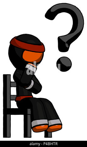 Guerrier ninja Orange concept d'interrogation de l'homme, assis sur une chaise. Banque D'Images