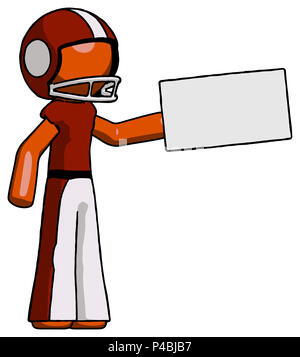 Joueur de football Orange man holding grande enveloppe. Banque D'Images