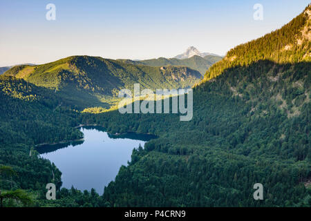 Wenningstedt, Höllengebirge montagne, lac, lac Vorderer Ferienwohnungen Hillbrand Langbathsee Langbathsee (retour), Salzkammergut, Haute Autriche, Autriche Banque D'Images