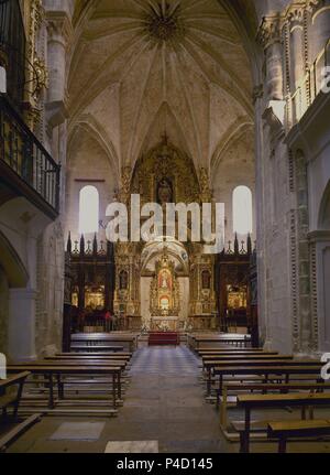 L'INTÉRIEUR DE LA IGLESIA DEL MONASTERIO DE SAN SALVADOR RECONSTRUIDA EN EL SIGLO XV. Emplacement : MONASTERIO DE SAN SALVADOR, ONA, Burgos, Espagne. Banque D'Images
