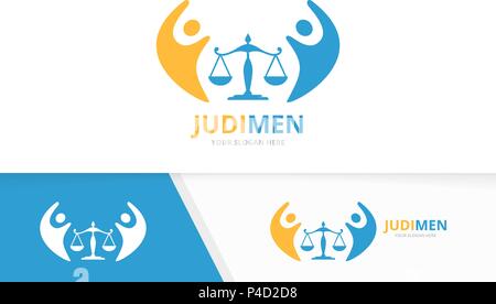 Les gens de la balance et du vecteur combinaison logo. Balances et symbole de la famille ou de l'icône. Droit et unique modèle de conception de logo de l'équipe. Illustration de Vecteur