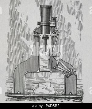 Gravure-HORNOS DE SOLDADURAS-MARTILLO UNE VAPEUR-1880. Banque D'Images