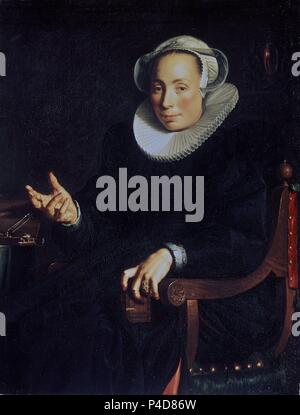 RETRATO DE CHRISTINA WTEWAEL VAN HALEN - 1601 - LIENZO - 98x74,5cm - NºINV.2263. Auteur : Joachim Wtewael (1566-1638). Lieu : Musée CENTRAL, Utrecht, HOLANDA. Banque D'Images