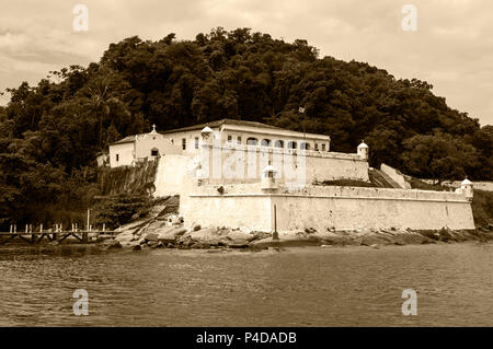 Nom forteresse Santo Amaro da Barra Grande situé dans l'île de Santo Amaro Brésil vintage Banque D'Images