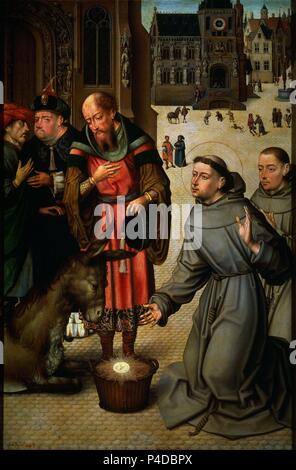 École flamande. Miracle de Saint Antoine de Padoue à Toulouse - Un habitant d'Albi est convertie. 121x80 cm. Madrid, musée du Prado. L'Espagne. Auteur : ANONIMO FLAMENCO. Emplacement : Museo del Prado-PINTURA, MADRID, ESPAGNE. Banque D'Images