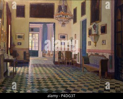 École d'espagnol. L'intérieur du palais de Cuzco à Viznar. Interior del Palacio Viznar. Huile sur toile (77 x 100 cm). Sitges, Cau Ferrat museum. Auteur : Santiago Rusiñol (1861-1931). Lieu : Musée Cau Ferrat, Sitges, Barcelone, Espagne. Banque D'Images