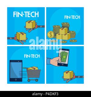 La technologie financière cadres carrés Illustration de Vecteur