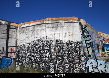 Les bunkers de plage avec graffiti Cap Ferret France Juin 2018 Banque D'Images