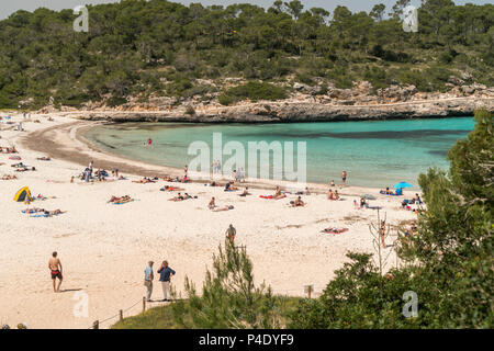 Strand S'Amarador im Naturpark Mondrago, Majorque, Baléares, Espagne | S'Amarador beach, Parc Naturel de Mondrago, Majorque, Îles Baléares, Espagne, Banque D'Images