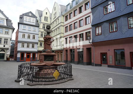 Stoltze-Brunnen, Stoltze Fontain, Hühnermarkt, Market Place, Dom-Römer-Projekt, Neue Frankfurter Altstadt, Old Town, Frankfurt am Main, Allemagne Banque D'Images