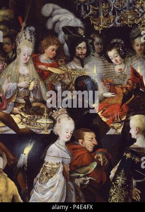 'Fête d'Hérode avec la décapitation de Saint Jean Baptiste" (détail), 1630-1633, huile sur toile, P01940. Auteur : Bartholomäus Strobel le jeune (ch. 1591-après 1650). Emplacement : Museo del Prado-PINTURA, MADRID, ESPAGNE. Banque D'Images