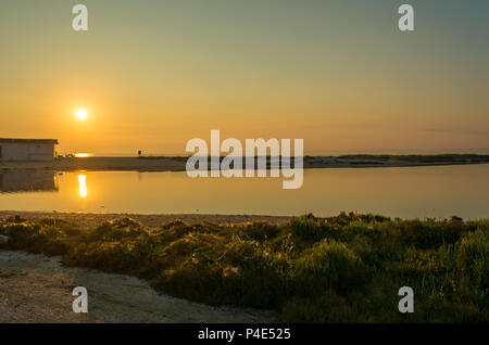 Lever de soleil sur la plage Le Saline de, près de Stintino, Sardaigne Banque D'Images