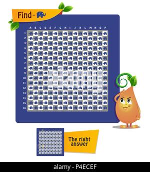 Jeu éducatif pour les enfants et les adultes. Compte de jeu, l'observation, l'IQ. Retrouvez Elephant Illustration de Vecteur