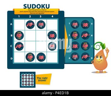 Jeu de Sudoku pour enfants et adultes. jeu éducatif pour enfants, puzzle. développement de la logique, l'iq Illustration de Vecteur