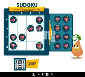 Jeu de Sudoku pour enfants et adultes. jeu éducatif pour enfants, puzzle. développement de la logique, l'iq Illustration de Vecteur