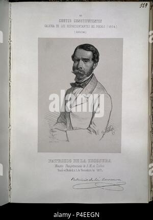 CORTES CONSTITUYENTES - GALERIA DE REPRESENTANTES - 1854 - PATRICIO DE LA ESCOSURA (Asturies) PG 129. Auteur : J. Vallejo. Emplacement : CONGRESO DE LOS DIPUTADOS-ARCHIVO, MADRID, ESPAGNE. Banque D'Images