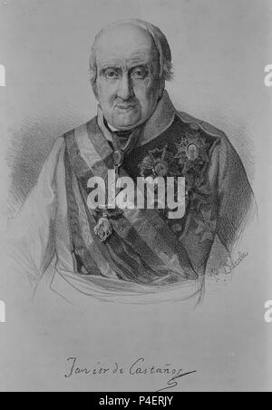 RETRATO DE JAVIER DE CASTAÑOS - GRAVURE S XIX. Auteur : Vicente Lopez Portaña (1772-1850). Emplacement : MUSEO ROMANTICO-gravure, MADRID, ESPAGNE. Banque D'Images