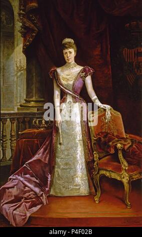 RETRATO DE Maria Cristina de Habsburgo 1858/1929- Reina Regente-MADRE DE Alfonso XIII. Auteur : Luis Álvarez Catalá (1836-1901). Emplacement : Ministerio de Hacienda-COLECCION, MADRID, ESPAGNE. Banque D'Images