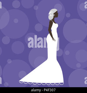 Simple et élégante, cette illustration d'une belle épouse contre un fond à motifs Banque D'Images