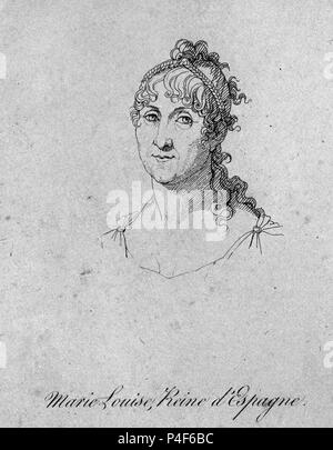 MARIA LUISA REINA DE ESPAÑA - GRAVURE S XIX. Auteur : Jacques Marie Noël Frémy (1782-1867). Emplacement : MUSEO ROMANTICO-gravure, MADRID, ESPAGNE. Banque D'Images