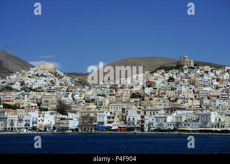 Ville Ermoupolis Syros Island, Cyclades, Grèce, Banque D'Images