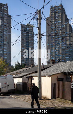 Belgrade, Serbie, Rudo Hochhaeuser ou porte Est de bâtiments de Belgrade Banque D'Images