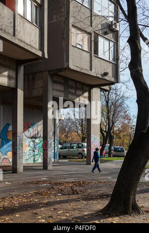 Belgrade, Serbie, Rudo Hochhaeuser ou porte Est de bâtiments de Belgrade Banque D'Images