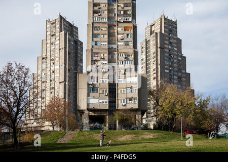 Belgrade, Serbie, Rudo Hochhaeuser ou porte Est de bâtiments de Belgrade Banque D'Images