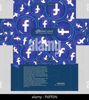 Modèle de Boîte à mouchoirs logo Facebook Concept, modèle pour l'objet commercial, placer vos textes et logos et prêt à aller pour l'impression. Illustration de Vecteur