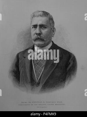 Général Porfirio Diaz (1830/1915) - PRESIDENTE DE MEXICO. Emplacement : BIBLIOTECA NACIONAL-COLECCION, MADRID, ESPAGNE. Banque D'Images