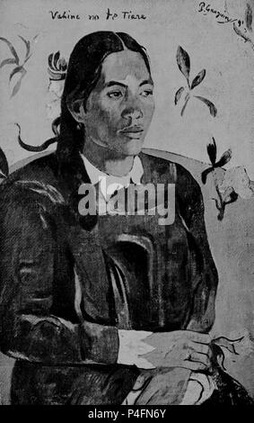 Vahine No Te Tiare (femme avec une fleur) - 1891 - 70x46 cm - Huile sur toile. Auteur : Eugène Henri Paul Gauguin (1848-1903). Emplacement : BIBLIOTECA NACIONAL-COLECCION, MADRID, ESPAGNE. Aussi connu sous : VAHINE NO TE TIARE (MUCHACHA CON UNA FLOR). Banque D'Images