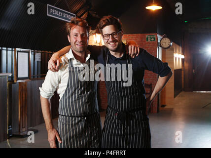 Lancement de la nouvelle nuit salle immersive expérience «le meurtre Express', figurant sur son voyage inaugural de Pedley Street Station, Londres à la ville fictive de meurtre en France. Avec : Billy Wright, Jack couche lorsque : 21 mai 2018 Crédit : Joe Pepler/WENN.com/PinPep Banque D'Images