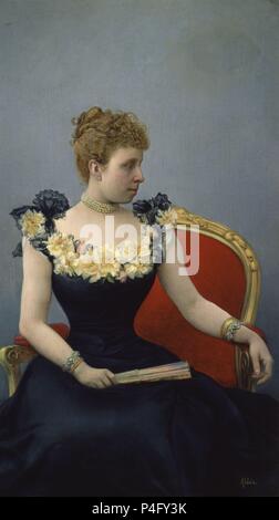 RETRATO DE LA REINA REGENTE Maria Cristina de Habsburgo-. Auteur : Juan Aldaz y Sancho (1860-1912). Emplacement : Ministerio de Hacienda-COLECCION, MADRID, ESPAGNE. Banque D'Images