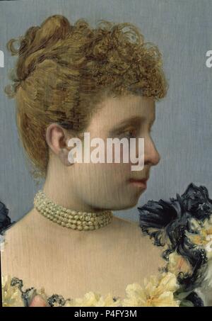 DET-RETRATO DE LA REINA REGENTE Maria Cristina de Habsburgo en el conjunto de 180605. Auteur : Juan Aldaz y Sancho (1860-1912). Emplacement : Ministerio de Hacienda-COLECCION, MADRID, ESPAGNE. Banque D'Images