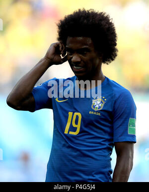 Saint Petersburg, Russie. 22 Juin, 2018. Willian du Brésil réagit au cours de la Coupe du Monde 2018 Groupe E match entre le Brésil et le Costa Rica en Saint Petersburg, Russie, le 22 juin 2018. Credit : Xu Zijian/Xinhua/Alamy Live News Banque D'Images