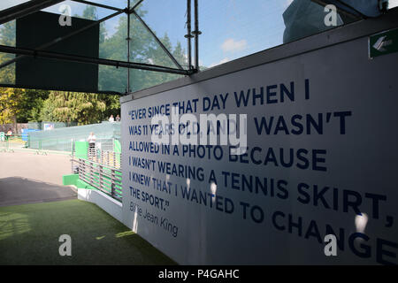 Scènes général autour des motifs au Prieuré en avant de jouer. club Nature Valley Classic 2018, International Women's tennis, jour 5 à l'Edgbaston Priory Club à Birmingham, en Angleterre, le vendredi 22 juin 2018. Photos par Andrew Verger/Alamy Live News Banque D'Images