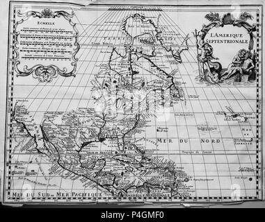 MAPA DE LA région septentrionale de l'AMÉRIQUE - 1700. Auteur : Guillaume Delisle (1675-1726). Lieu : INSTITUTO DE COOPERACION IBEROAMERICANA, MADRID, ESPAGNE. Banque D'Images