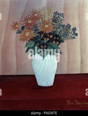 RAMO DE FLORES - 1895-1900 - OLEO/LIENZO - 61 x 50,2 cm - PINTURA NAIF. Auteur : Henri Rousseau (1844-1910). Emplacement : Tate Gallery, Londres, Angleterre. Banque D'Images