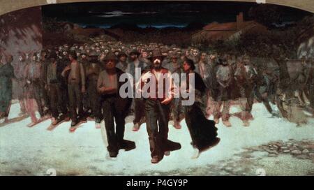 Le quatrième pouvoir - 1896-1902 - Huile sur toile - 285x543 cm - Réalisme Social. Auteur : Giuseppe Pelizza Da Volpedo (1868-1907). Emplacement : Pinacoteca di Brera, Milan, Italie. Également connu sous le nom de : EL CUARTO ESTADO ; IL Quarto stato. Banque D'Images