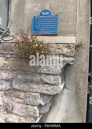 La société civique Bridgwater, échantillon de mur de pierre médiévale, high street, Bridgwater, Somerset, Angleterre du Sud-Ouest, Royaume-Uni Banque D'Images