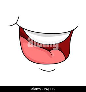 Sourire, bouche de caractère de bande dessinée cartoon design vector isolated on white Illustration de Vecteur