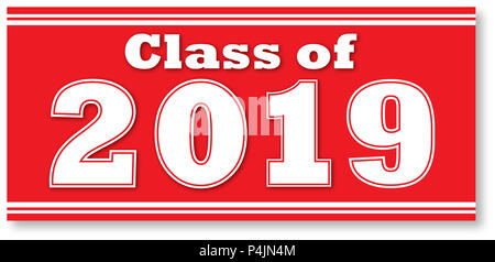 Classe de 2019 Drapeau Rouge Banque D'Images