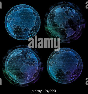 Planète numérique conception d'un réseau mondial. 3d illustration Banque D'Images