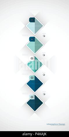 Infographie vecteur géométrique 3d Conception du modèle d'étiquette.Infograph avec 5 options de nombre ou d'étapes. Élément infographique pour la mise en page, diagramme de processus, les pièces Illustration de Vecteur