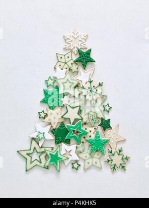L'étoile de Noël vert et blanc biscuits Banque D'Images