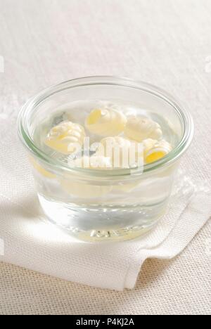 Rouleaux de beurre dans un bol avec de l'eau Banque D'Images